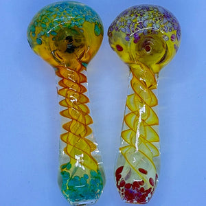3" Gold Fume Spiral Frit Head Mouth
