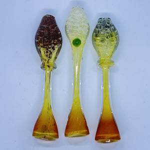 4.5" Leaf Emblem Mouth Yellow Fumed Long Chillum