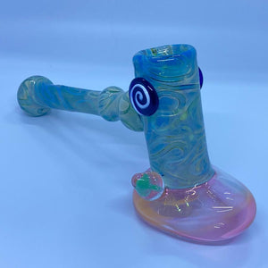 8" Dye Tube Gold Fume Base Hammer Bubbler