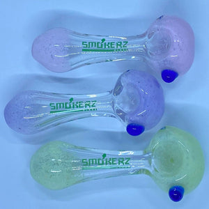 3.5" SMOKERZ Glass Neon Frit Head Mouth Spoon