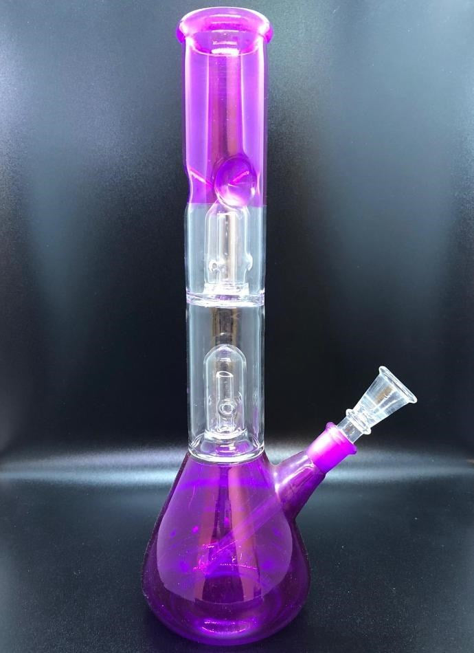 12" Double Perc Color Water Pipe