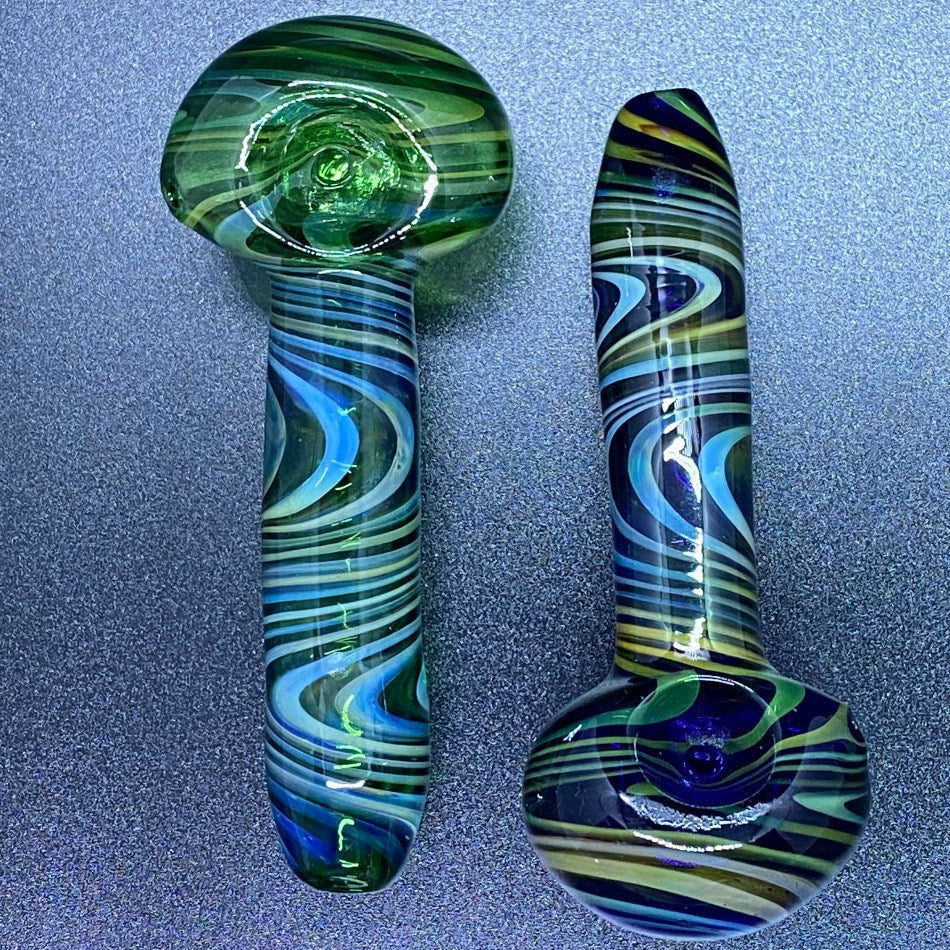 5" Blue/Green Tube Silver Wave  Lines