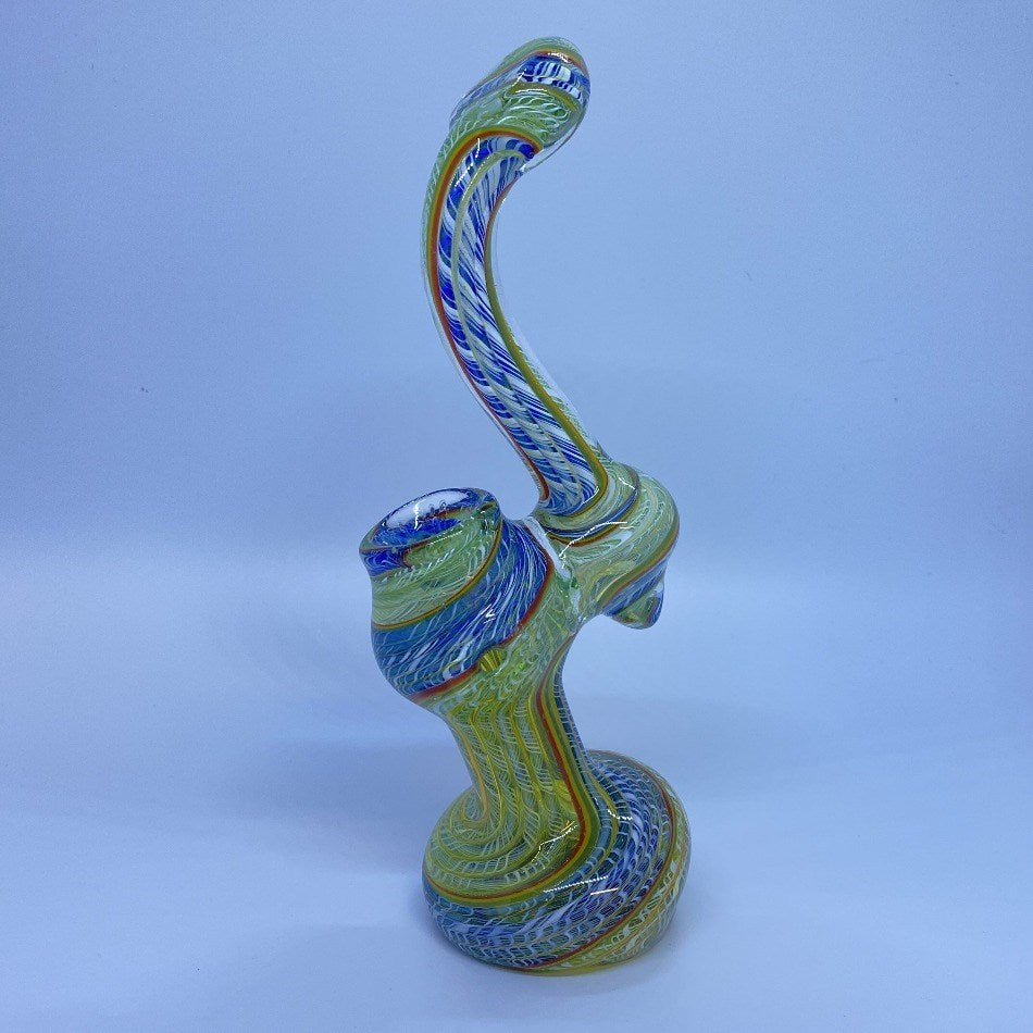 8" Net Swirl Rasta Line Medium Bubbler