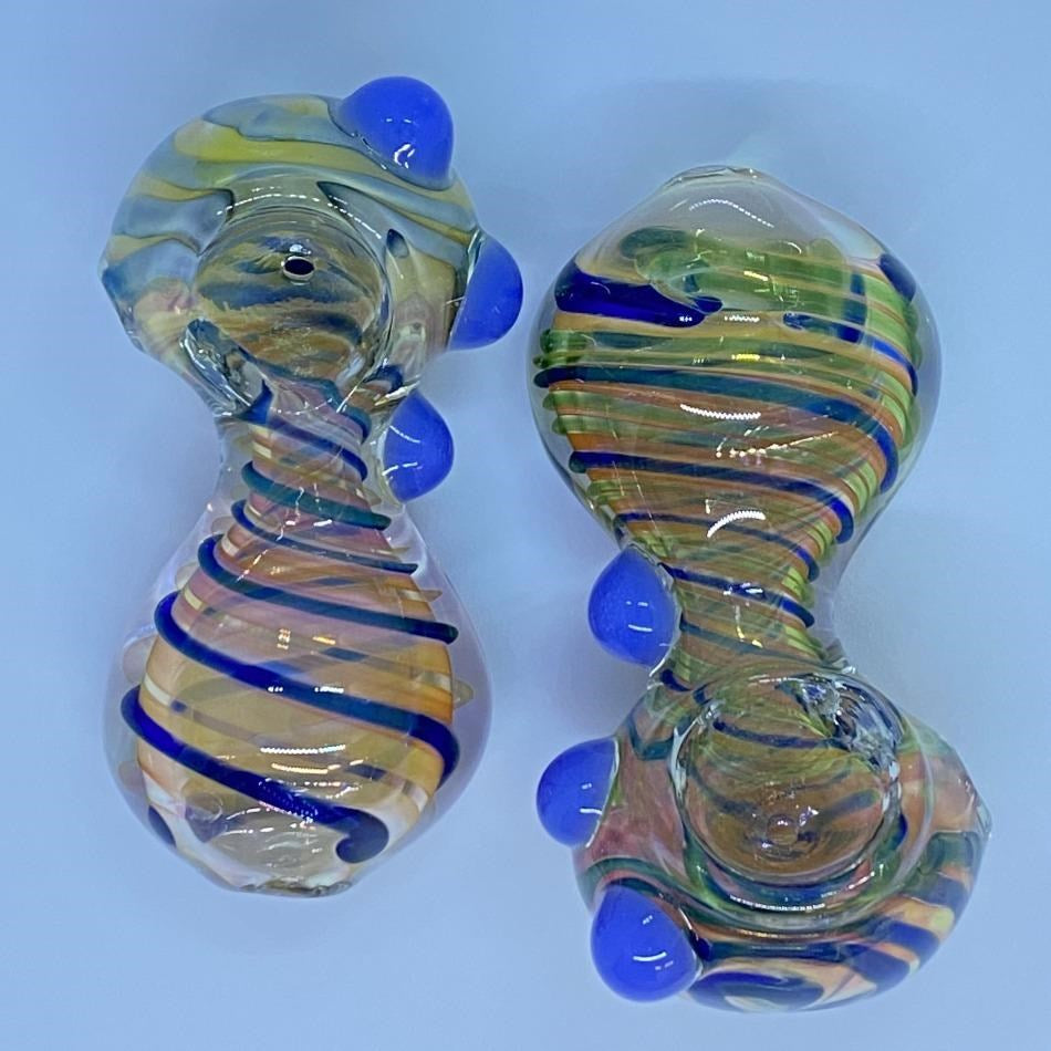 4" Heavy Round Belly Gold Fume Marbles