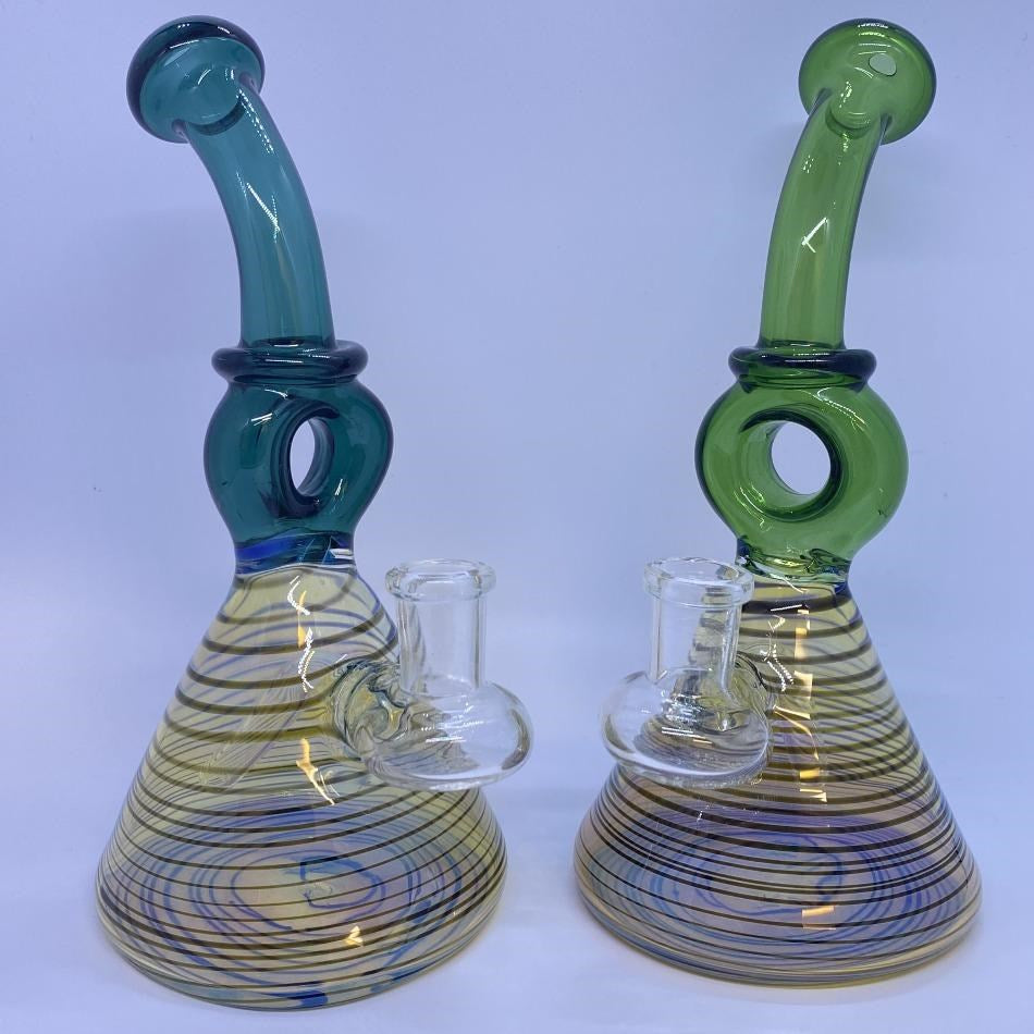 7.5" Color Tube Donut Hole Stem Water Pipe