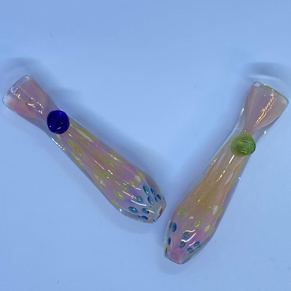 Gold Fumed Dots wit Marble Chillum