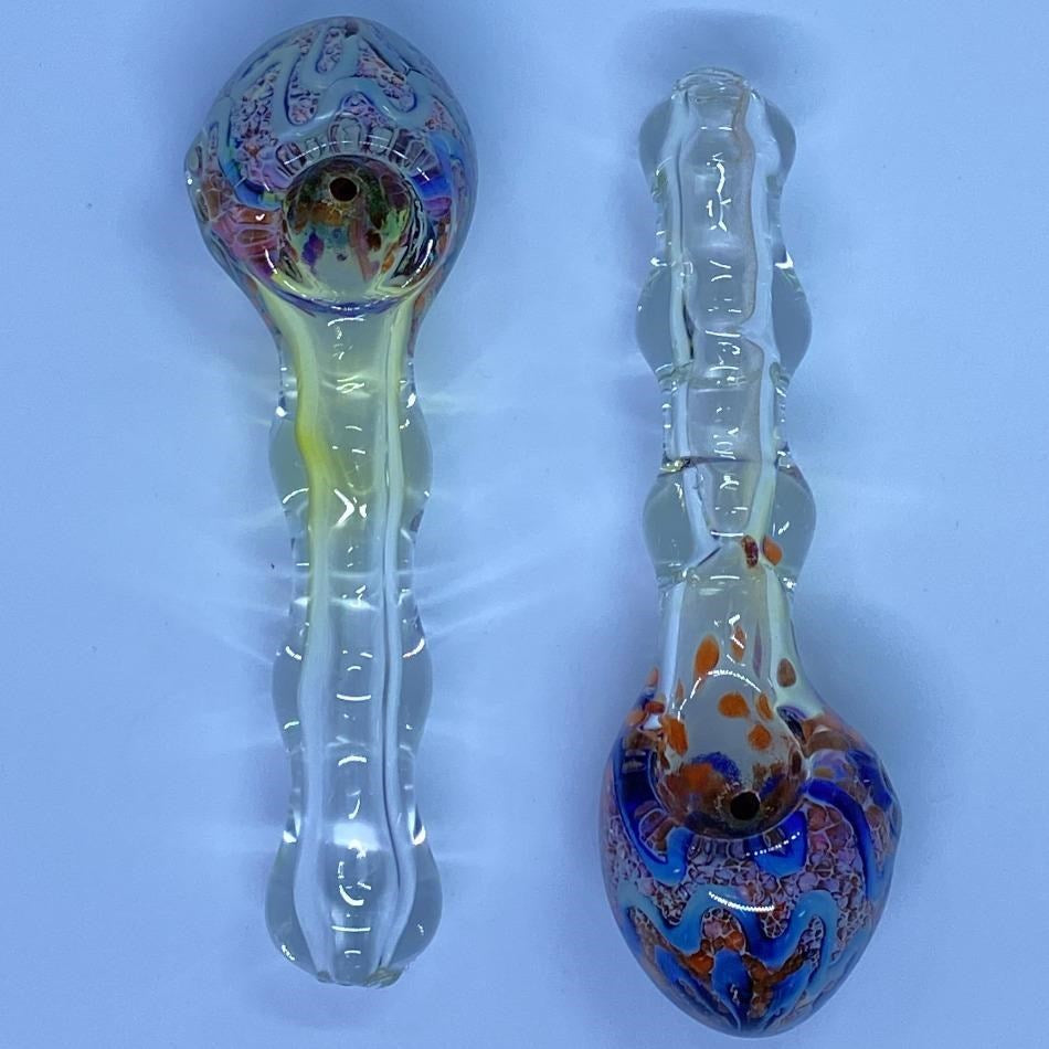 4.5" Slim Clear Beaded Stem Frit Head