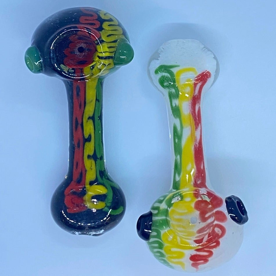 3.5" Flat Mouth Frit Color Rasta Wiggles
