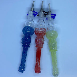 5" Frit Color Round Belly Honey Straw