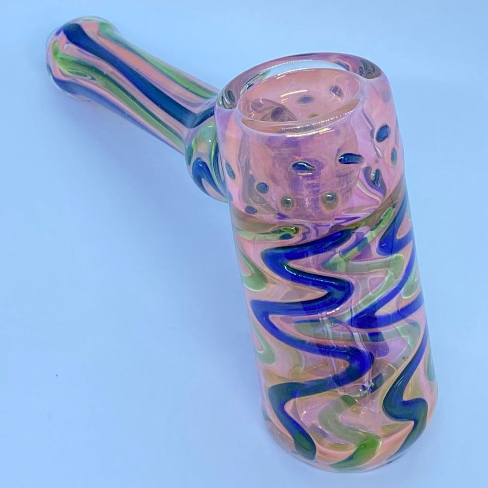 8" Heavy Gold Fumed Color Swirl Large Party Bowl Hammer Bubbler