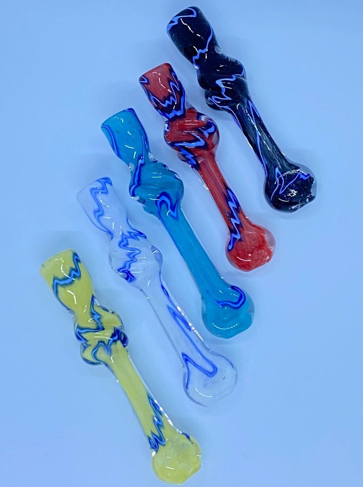 4" Frit Lines Twist Flat Mouth Chillum