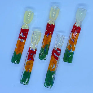 4" Rasta Swirls Square Fumed Chillum