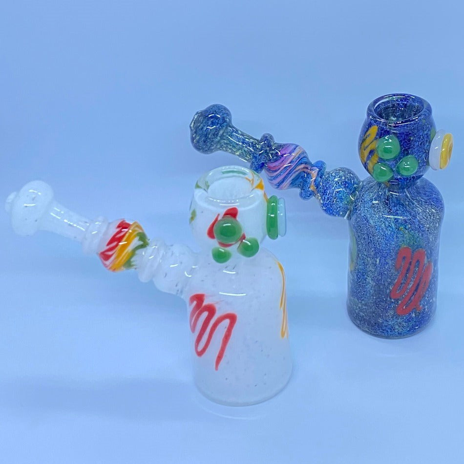 6" Heavy Frit Color Lines Marble Hammer Bubbler