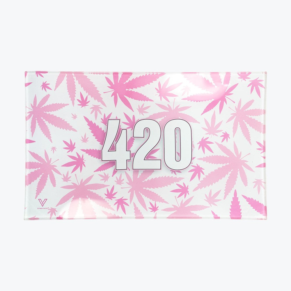 420 PINK GLASS TRAY (MED)